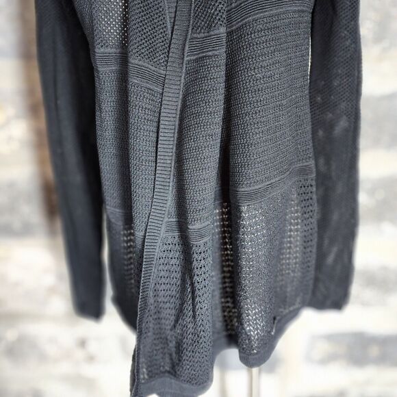 LACOSTE MALANDRINO Colab sz S black open front cardigan sweater open knit - Picture 2 of 7